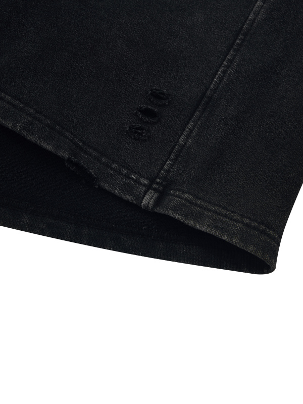 Unisex Vintage Wash Distressed Wide Leg Shorts