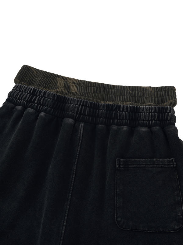 Unisex Vintage Wash Distressed Wide Leg Shorts