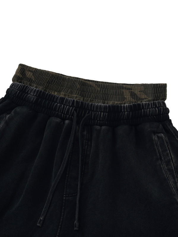 Unisex Vintage Wash Distressed Wide Leg Shorts