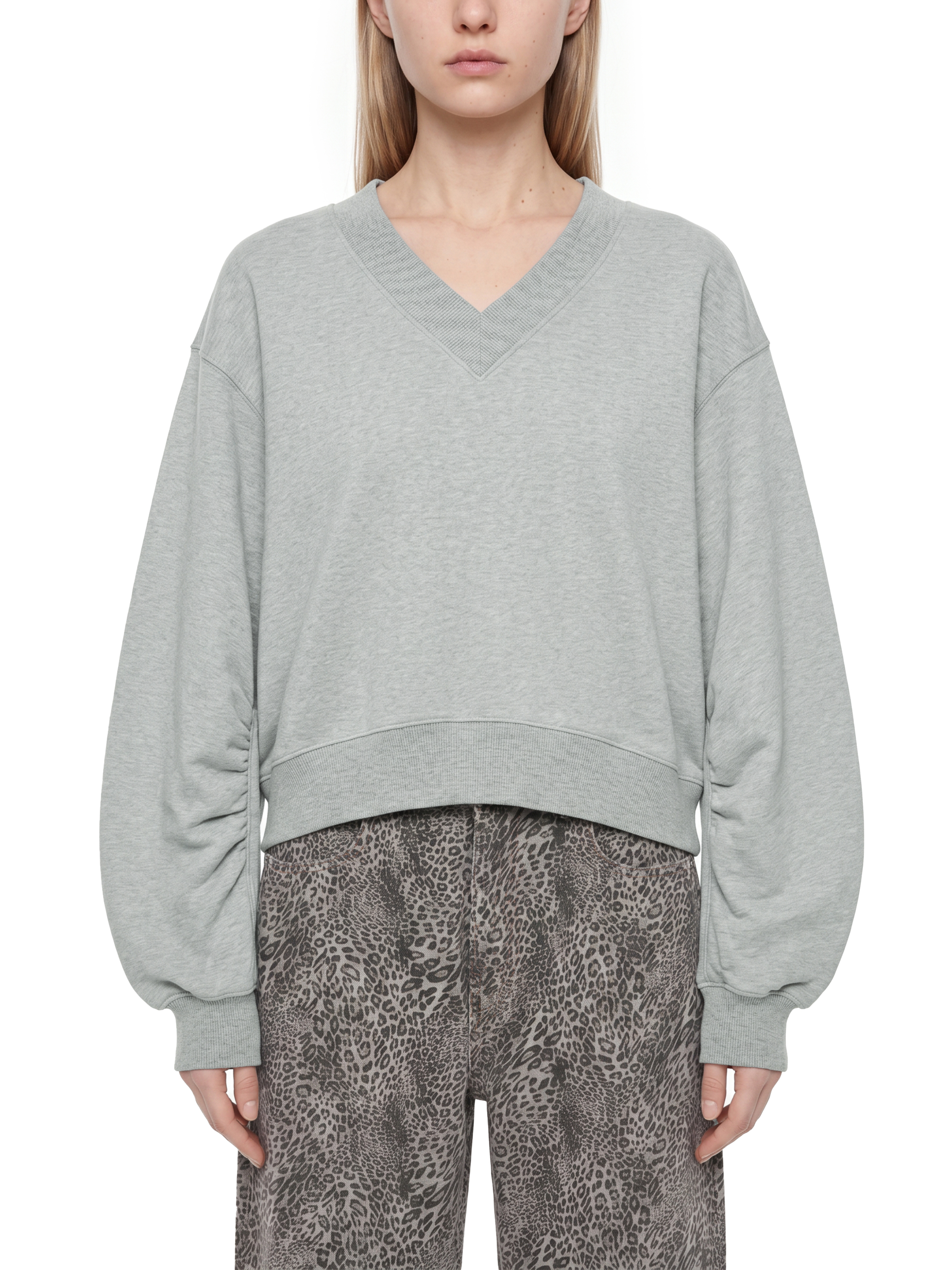 Women's Crop V-Neck Sweatshirt #WB0067 | TAPSTITCH