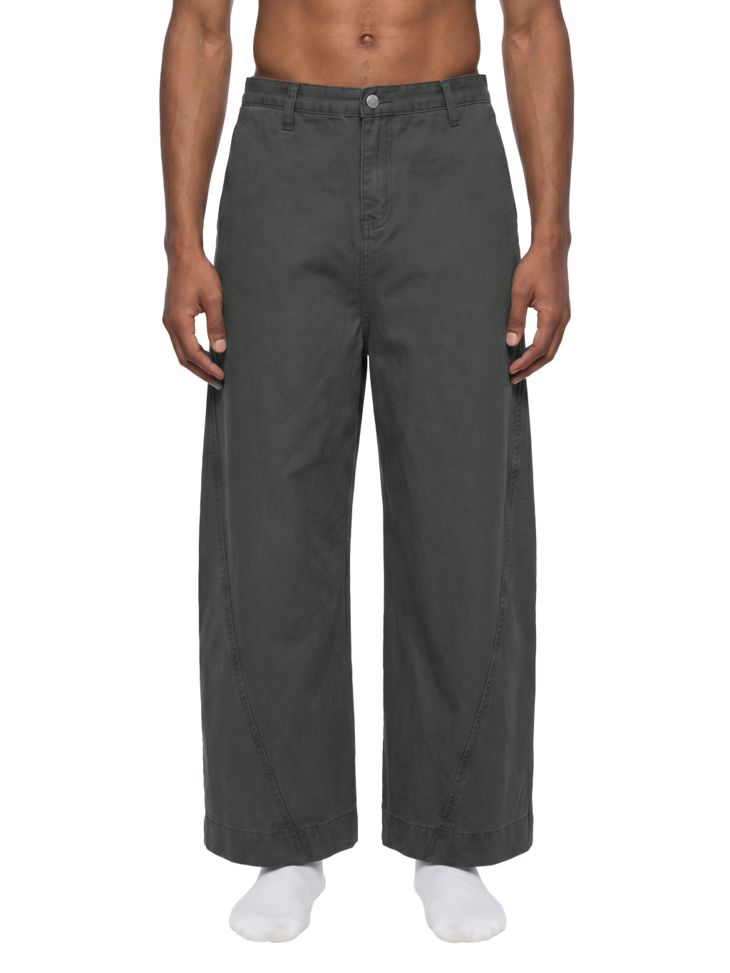 Barrel-Leg Cotton Pants, Color shown on model — On-model supplier photo · undecorated