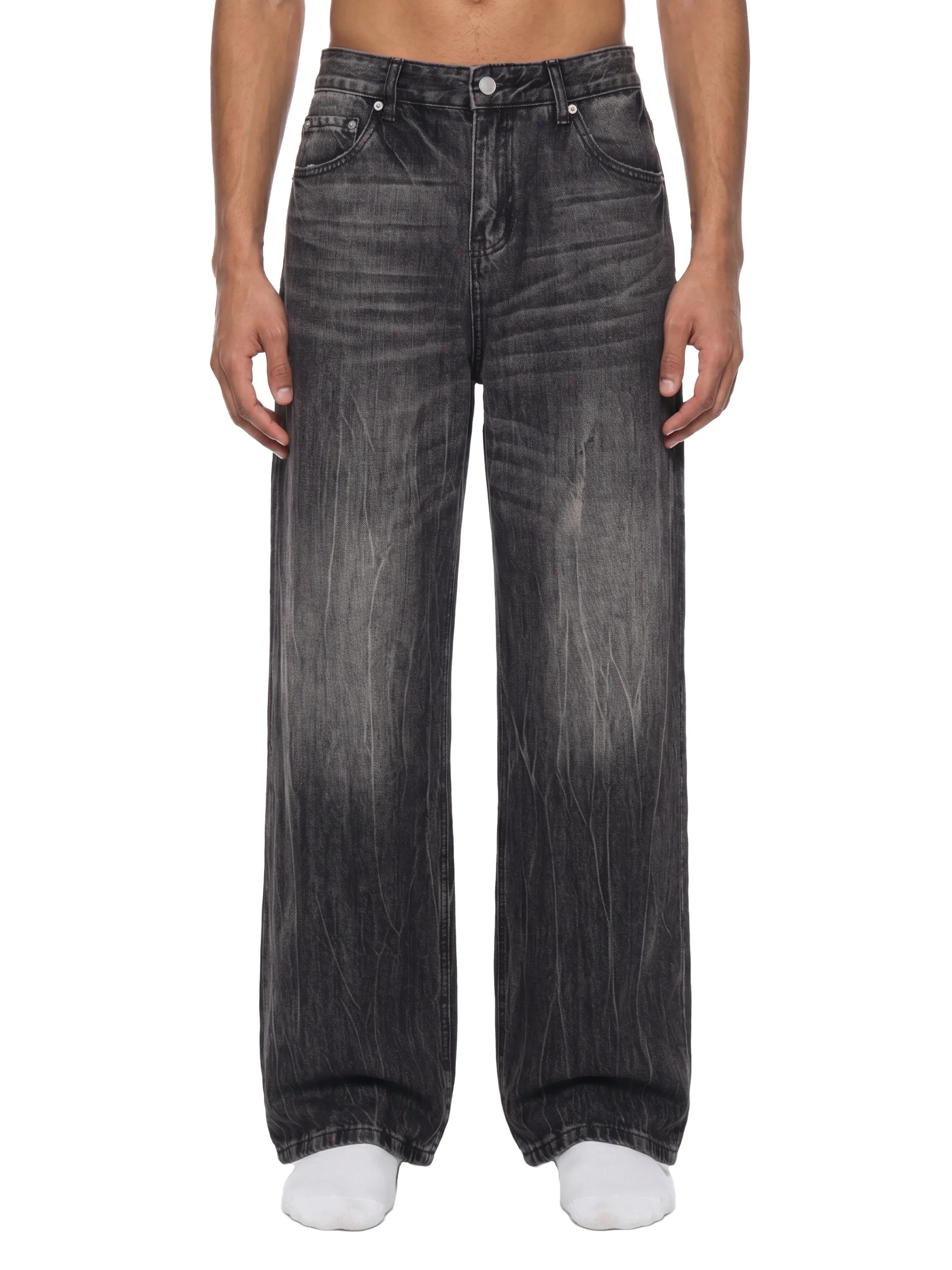 Men’s Vintage Wash Wide Leg Jeans