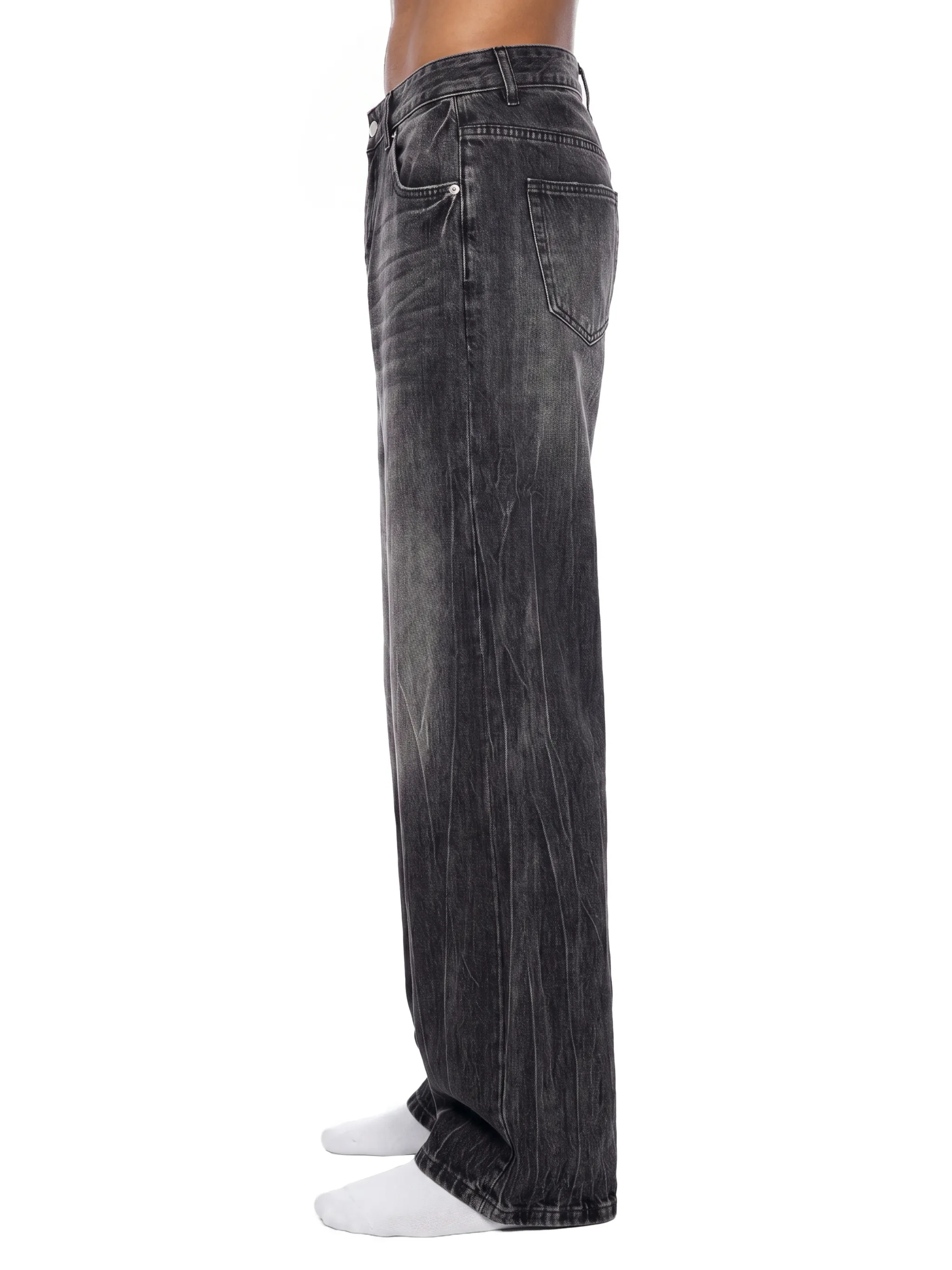 Men’s Vintage Wash Wide Leg Jeans