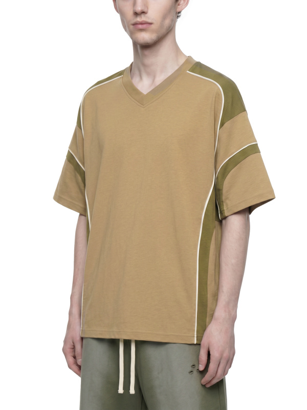 Unisex Color Block V-Neck T-Shirt