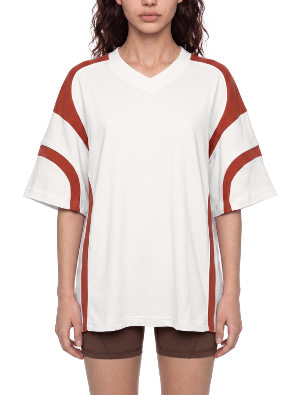 Unisex Color Block V-Neck T-Shirt