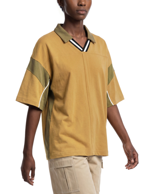 Unisex Boxy Color Block Polo Shirt