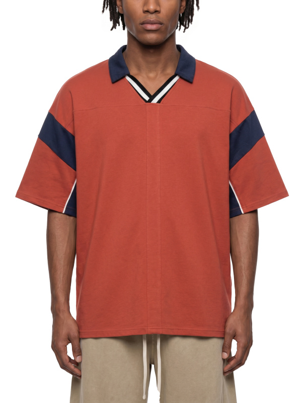 Unisex Boxy Color Block Polo Shirt