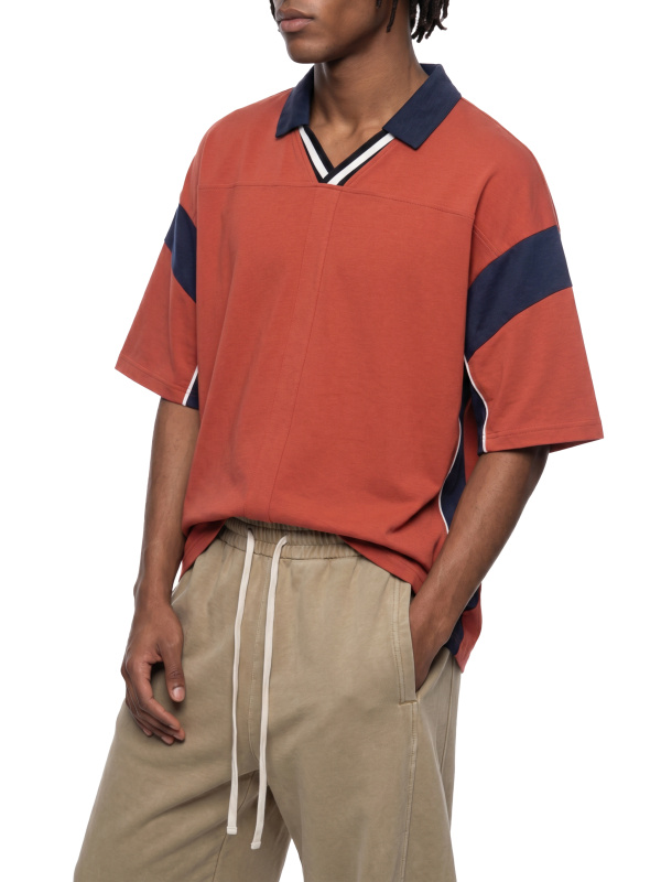 Unisex Boxy Color Block Polo Shirt