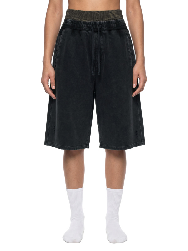 Unisex Vintage Wash Distressed Wide Leg Shorts