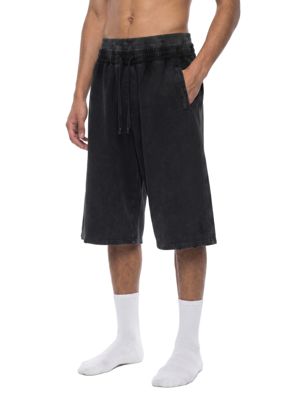 Unisex Vintage Wash Distressed Wide Leg Shorts