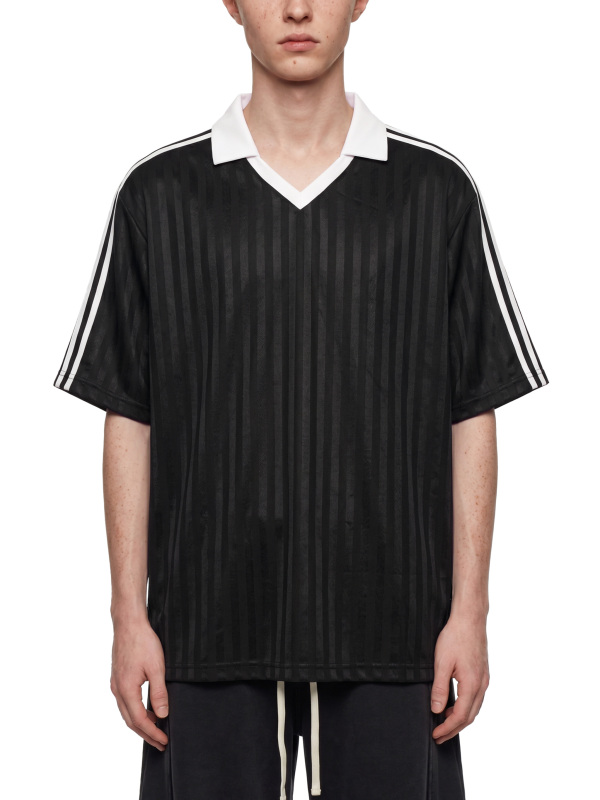 Contrast Collar Striped Soccer Jersey