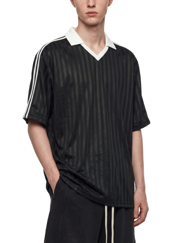 Contrast Collar Striped Soccer Jersey