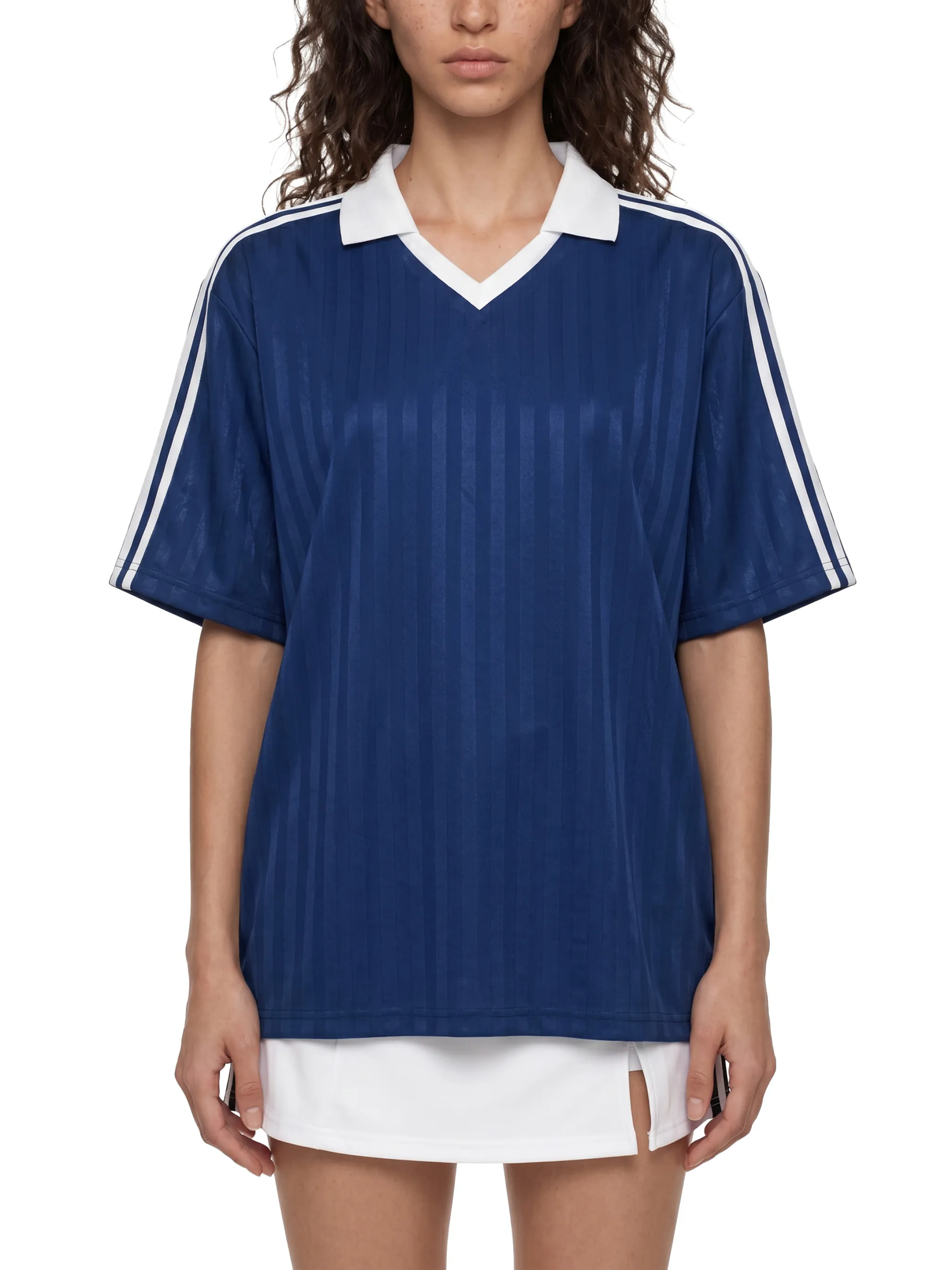 Contrast Collar Striped Soccer Jersey
