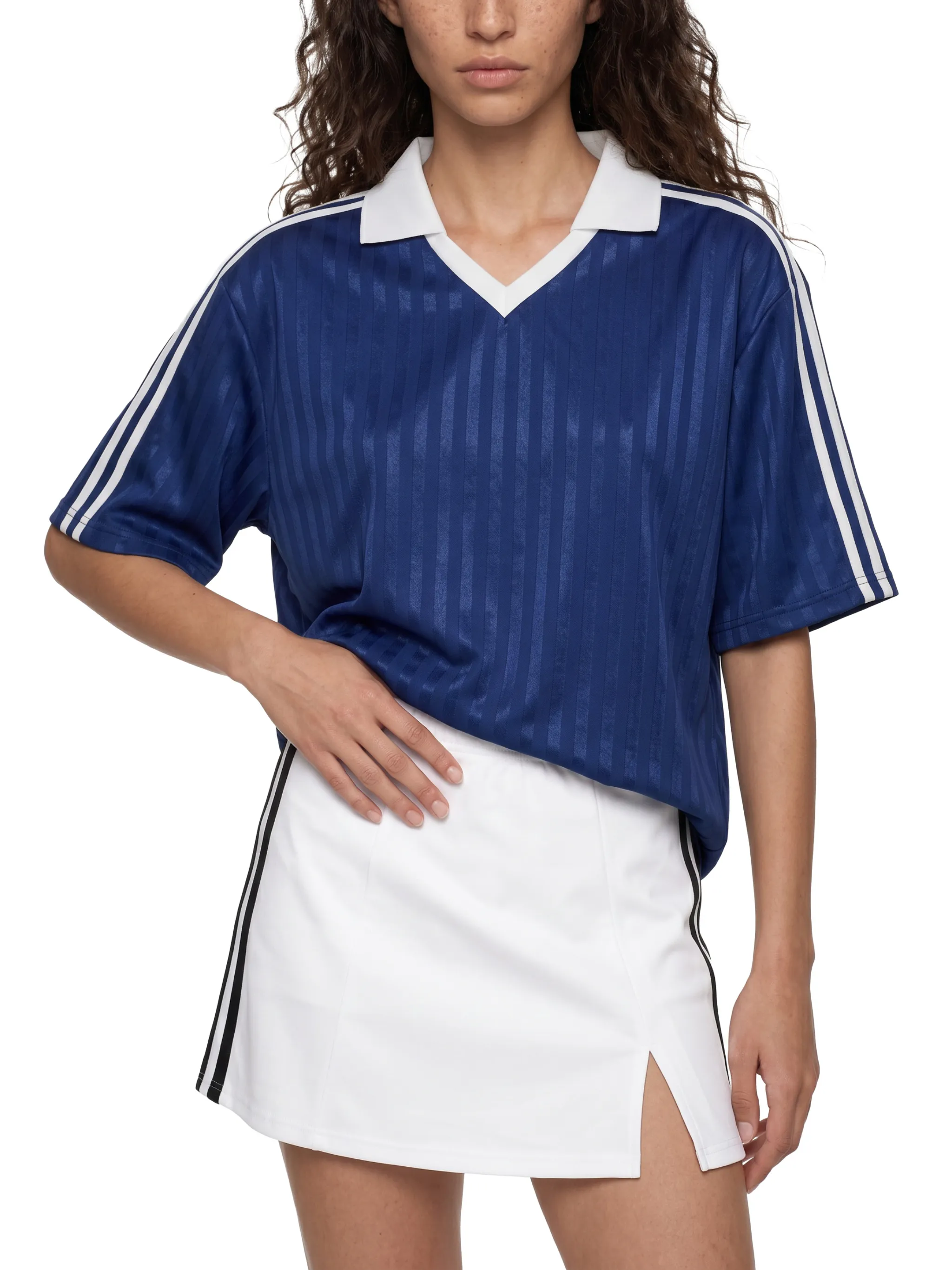 Contrast Collar Striped Soccer Jersey