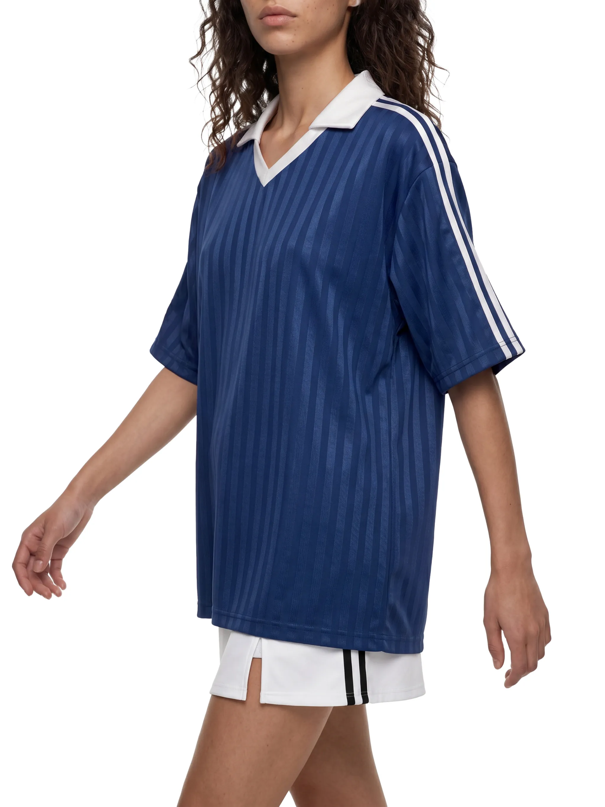 Contrast Collar Striped Soccer Jersey