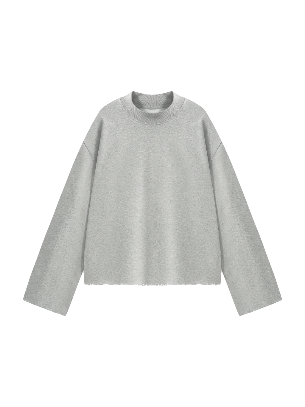 Unisex Mock Neck Raw Edge Boxy Sweatshirt - Main Image