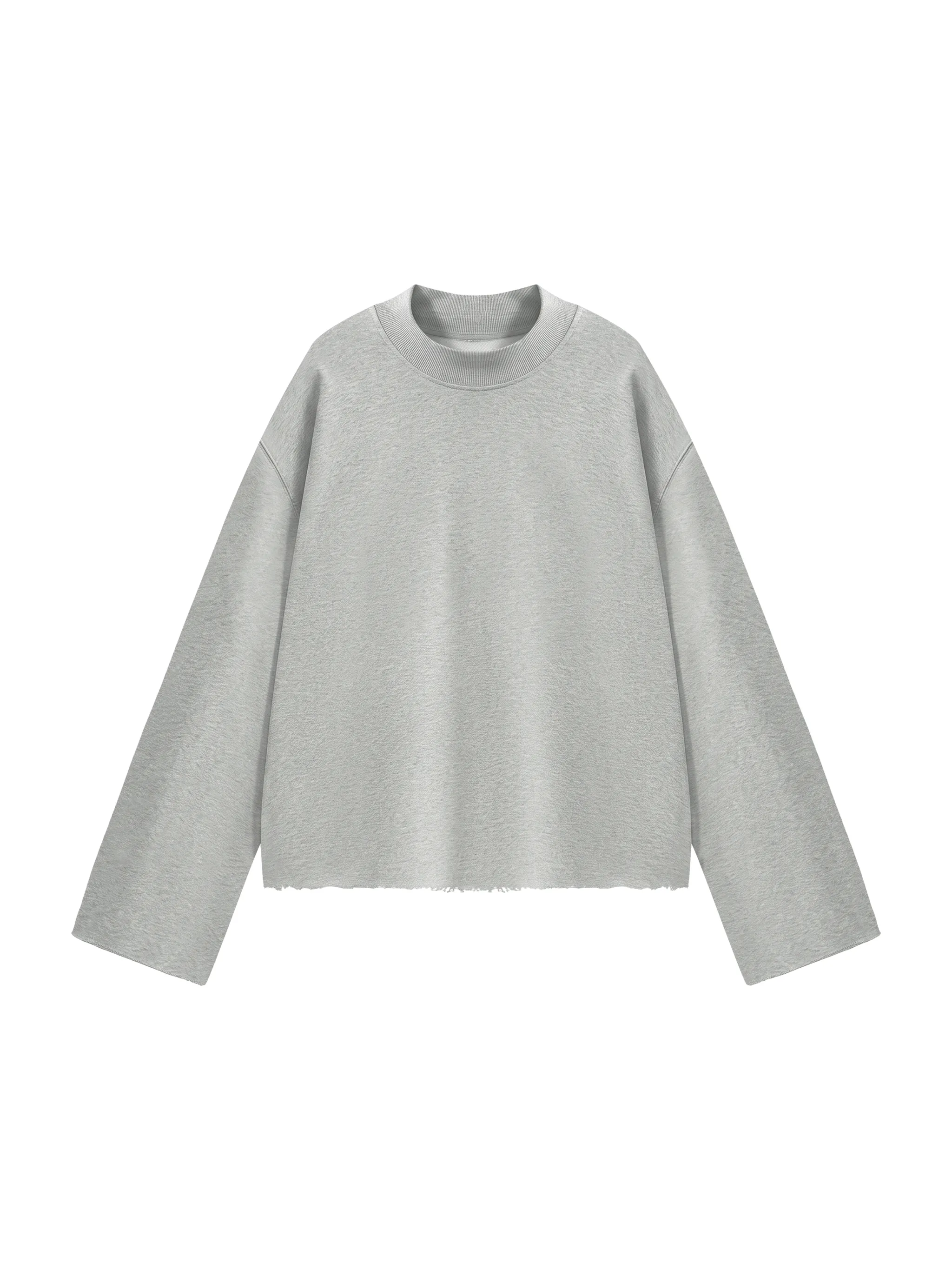 Unisex Mock Neck Raw Edge Boxy Sweatshirt