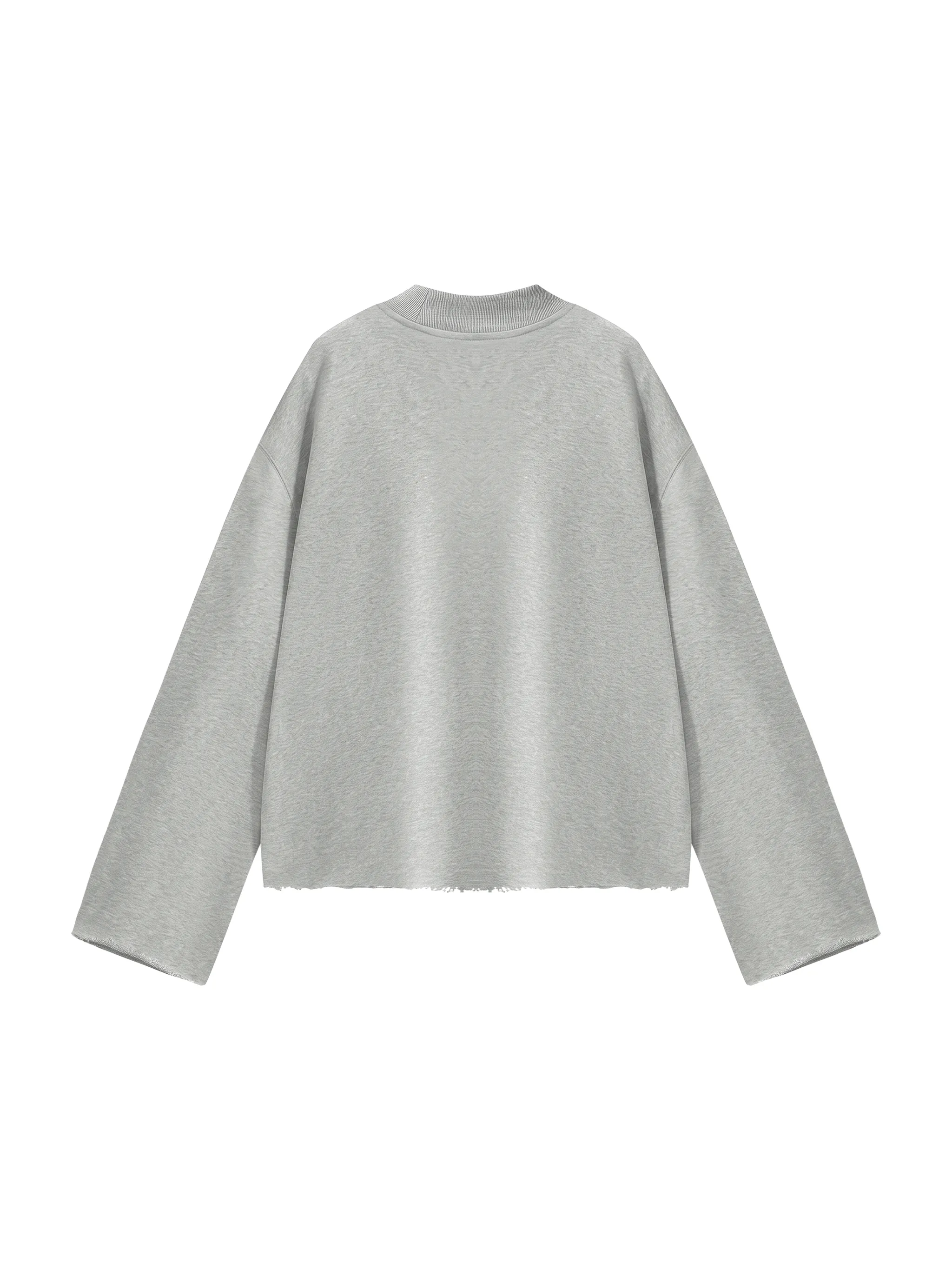 Unisex Mock Neck Raw Edge Boxy Sweatshirt