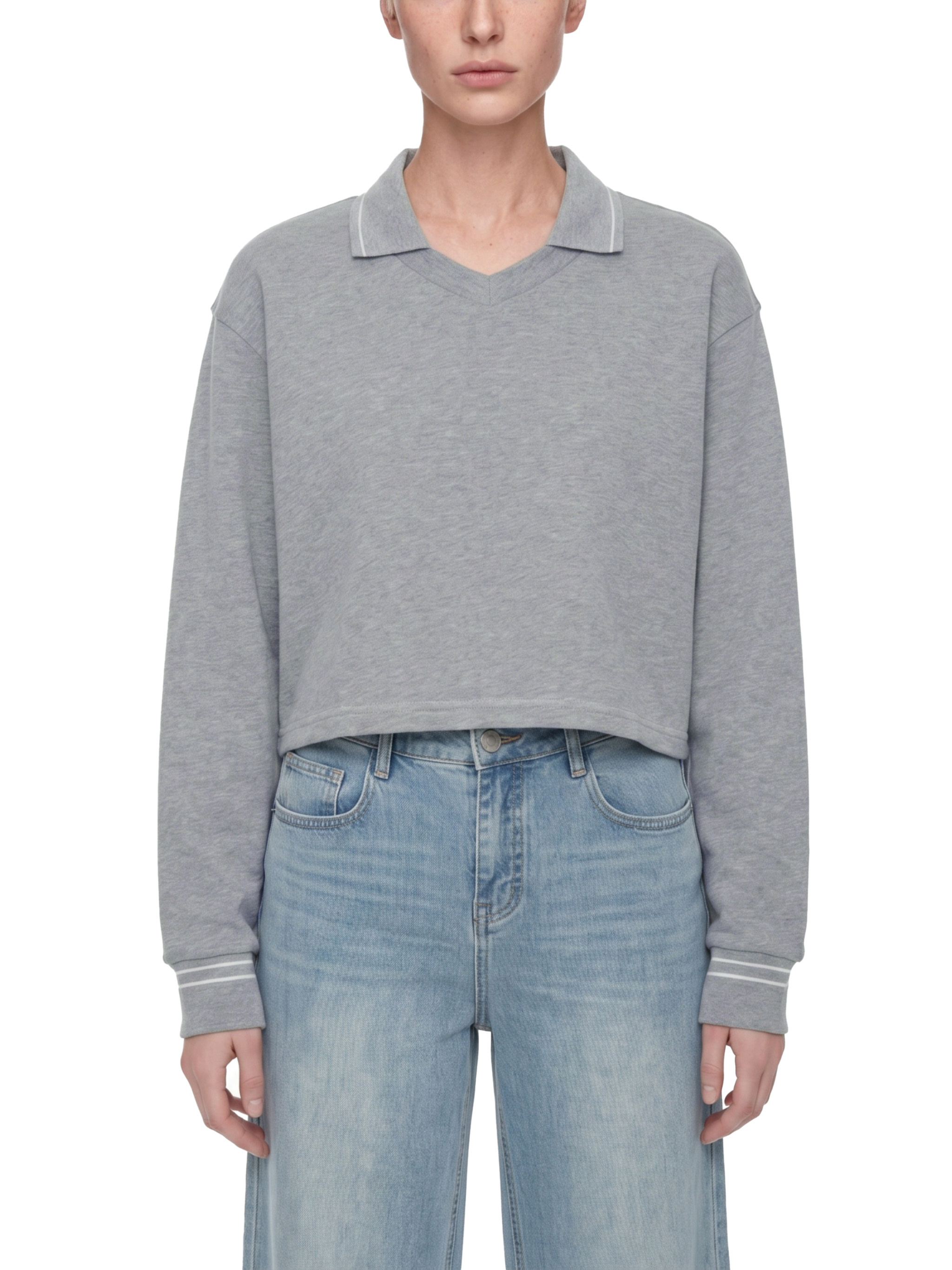 Women's Crop Collared Sweatshirt #WT0212 | TAPSTITCH