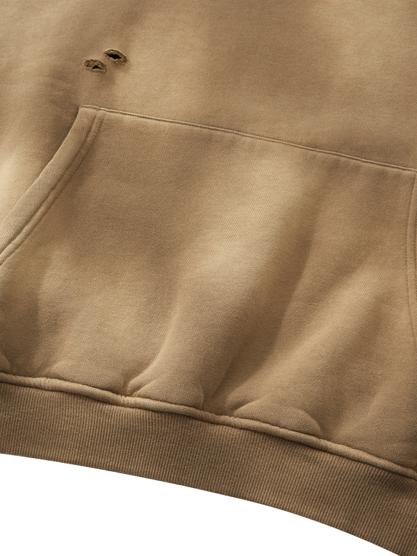 Unisex Sunfade Frayed Fleece Hoodie