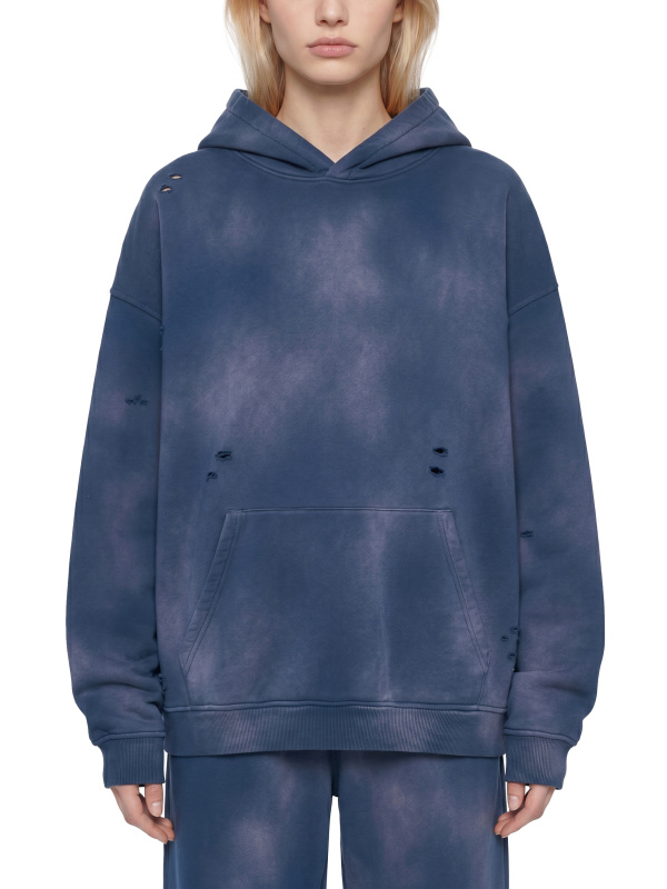 Unisex Sunfade Frayed Fleece Hoodie