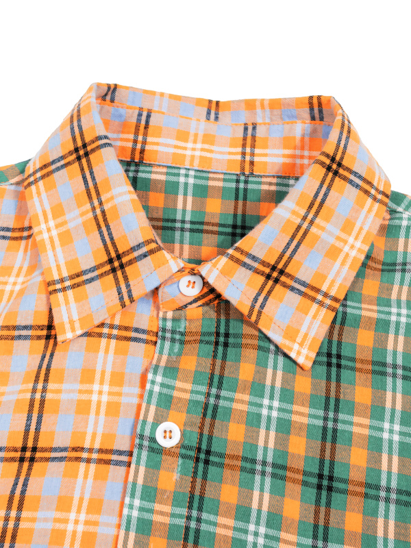 Unisex Oversized Plaid Color Block Shirt