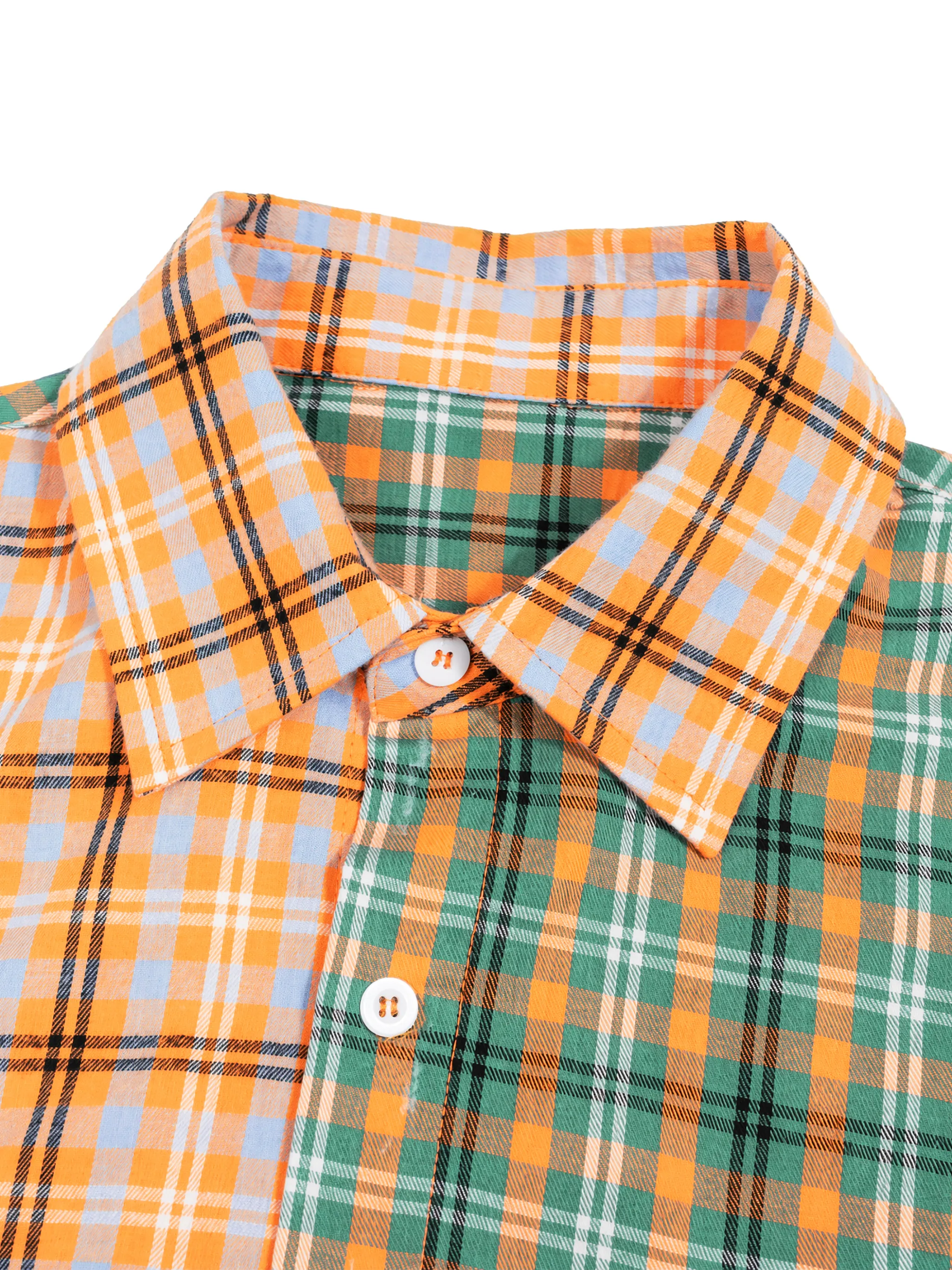 Unisex Oversized Plaid Color Block Shirt