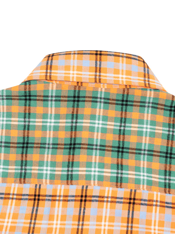 Unisex Oversized Plaid Color Block Shirt