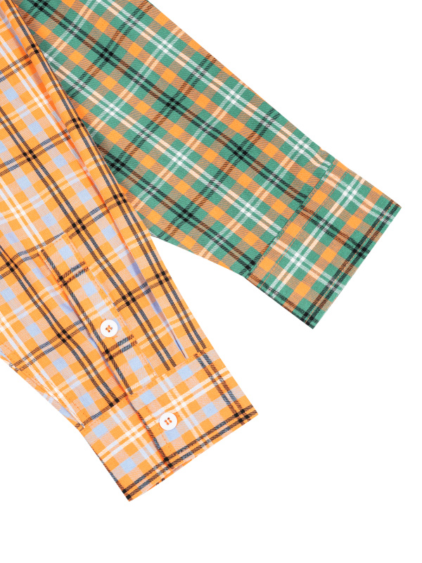 Unisex Oversized Plaid Color Block Shirt