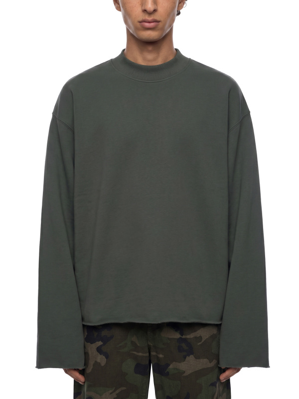Unisex Mock Neck Raw Edge Boxy Sweatshirt