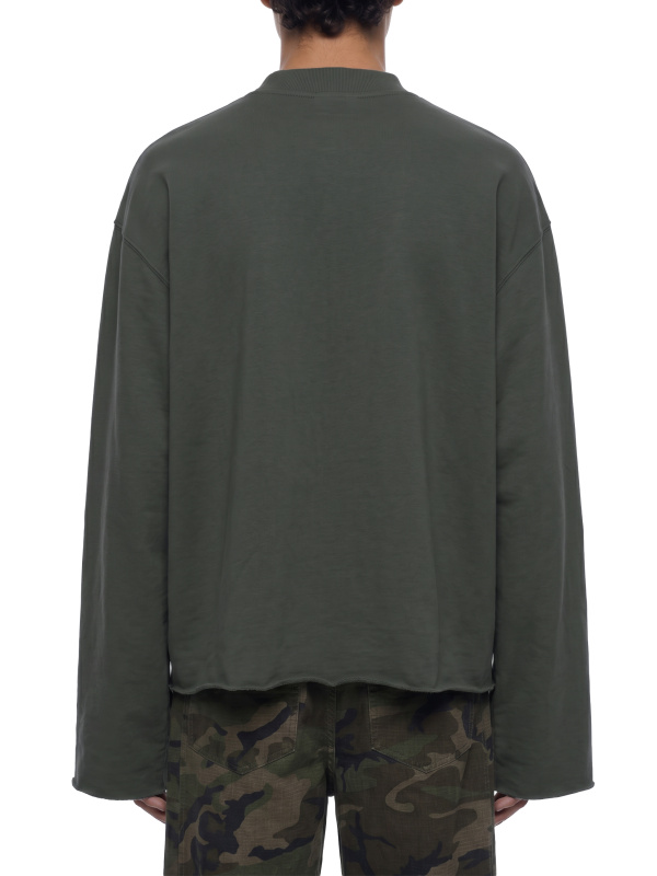 Unisex Mock Neck Raw Edge Boxy Sweatshirt