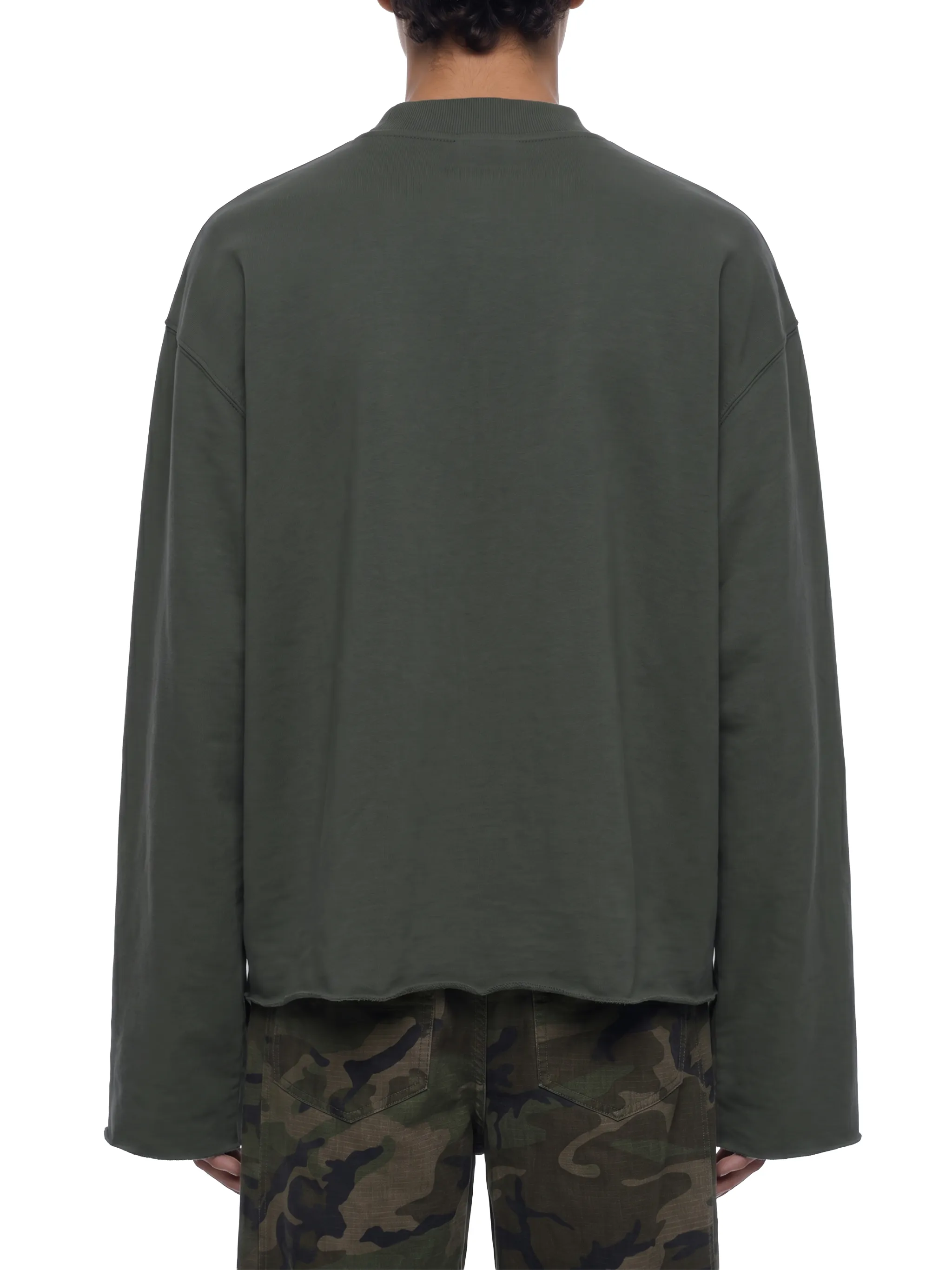 Unisex Mock Neck Raw Edge Boxy Sweatshirt