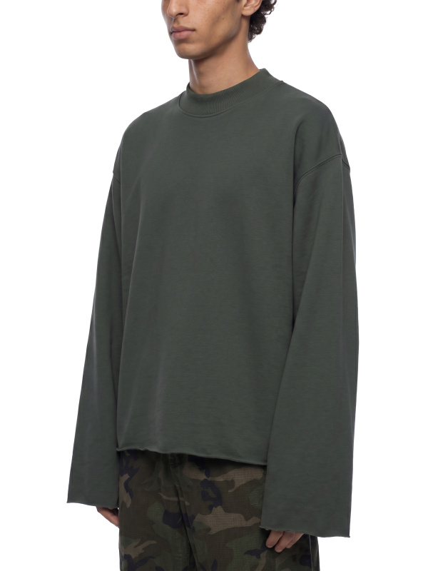 Unisex Mock Neck Raw Edge Boxy Sweatshirt