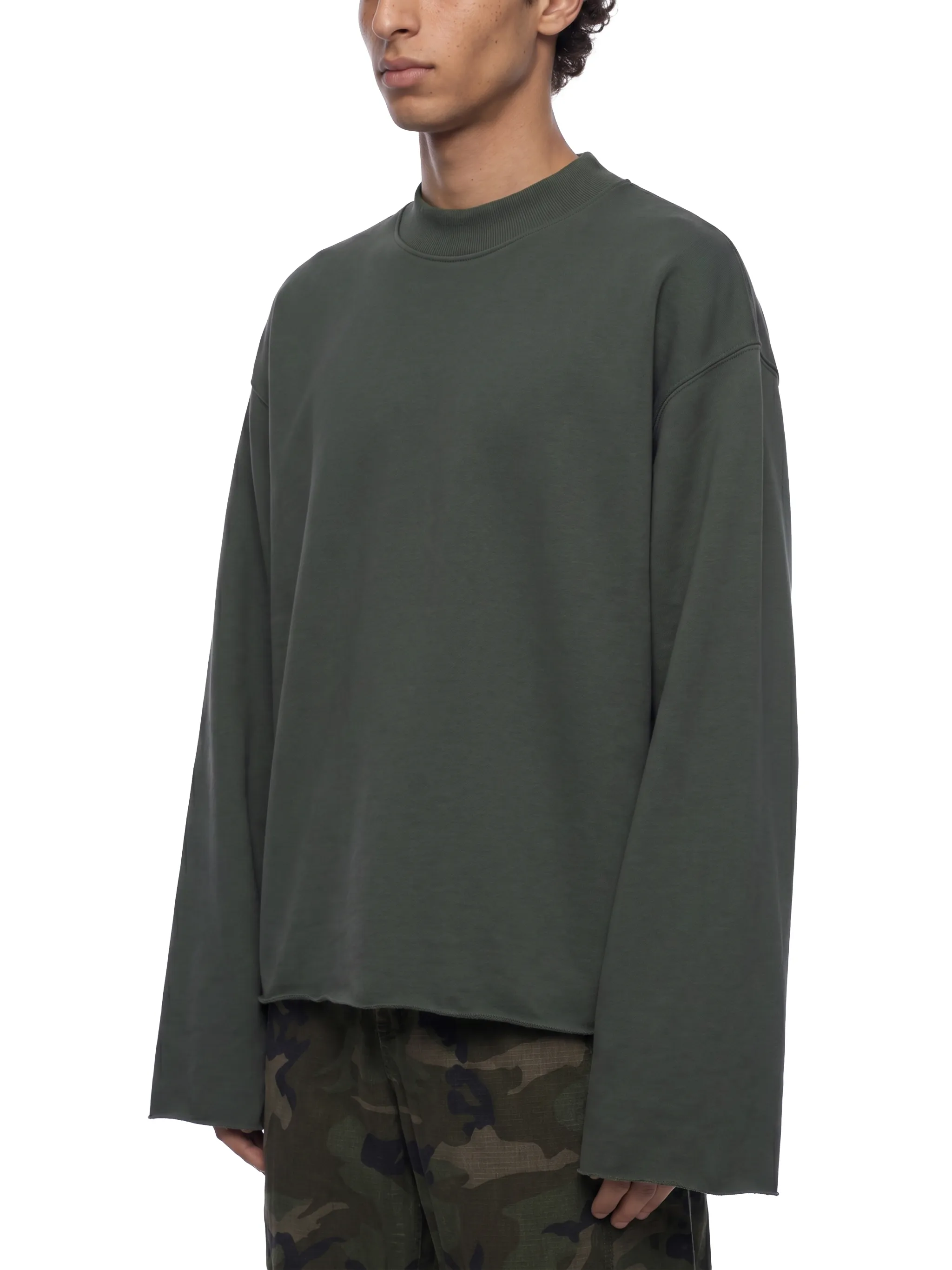 Unisex Mock Neck Raw Edge Boxy Sweatshirt