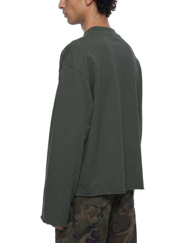 Unisex Mock Neck Raw Edge Boxy Sweatshirt