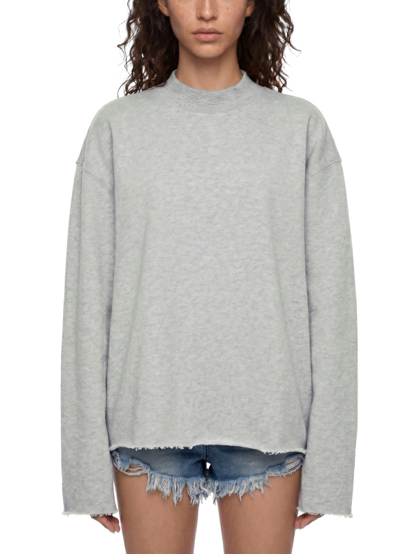 Unisex Mock Neck Raw Edge Boxy Sweatshirt