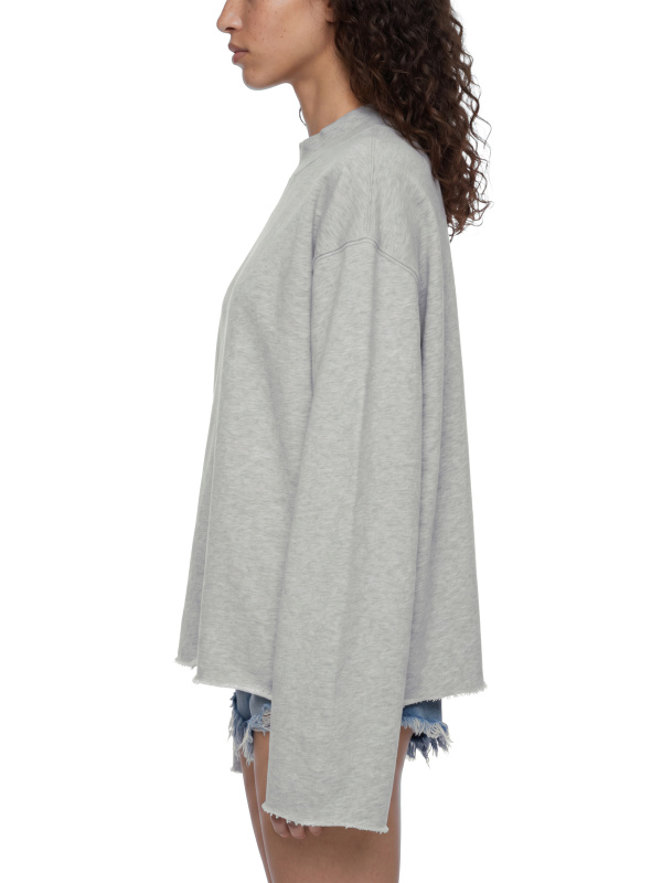 Unisex Mock Neck Raw Edge Boxy Sweatshirt