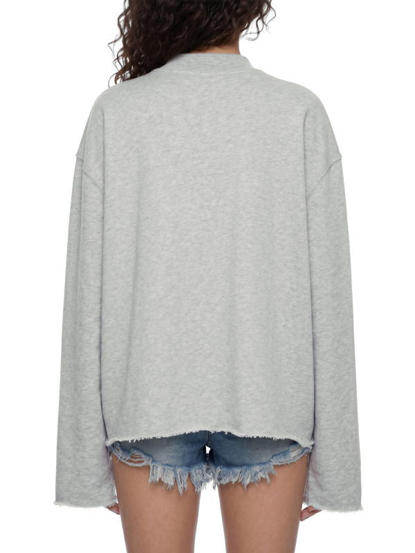 Unisex Mock Neck Raw Edge Boxy Sweatshirt