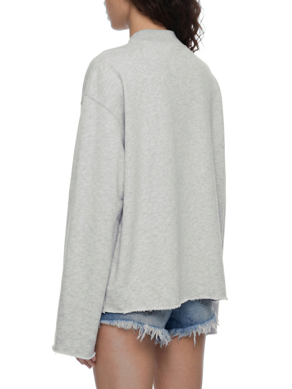 Unisex Mock Neck Raw Edge Boxy Sweatshirt