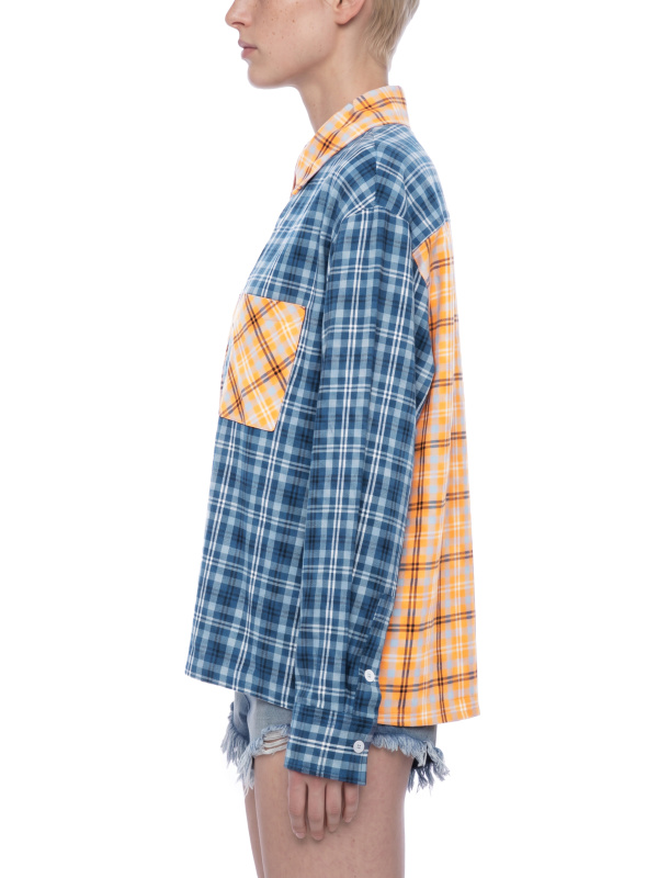 Unisex Oversized Plaid Color Block Shirt