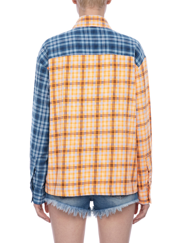 Unisex Oversized Plaid Color Block Shirt
