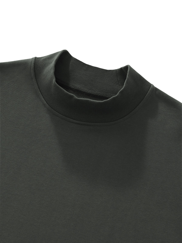 Unisex Mock Neck Raw Edge Boxy Sweatshirt