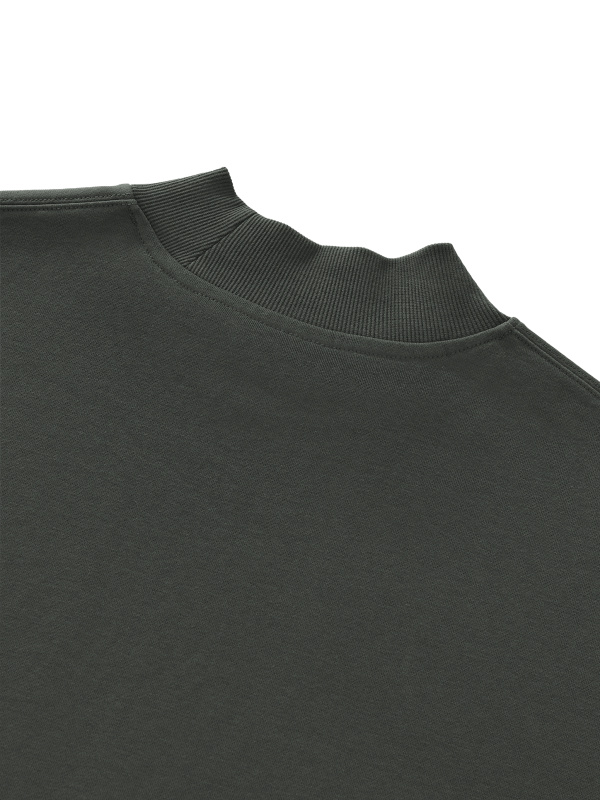 Unisex Mock Neck Raw Edge Boxy Sweatshirt