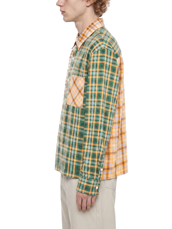 Unisex Oversized Plaid Color Block Shirt