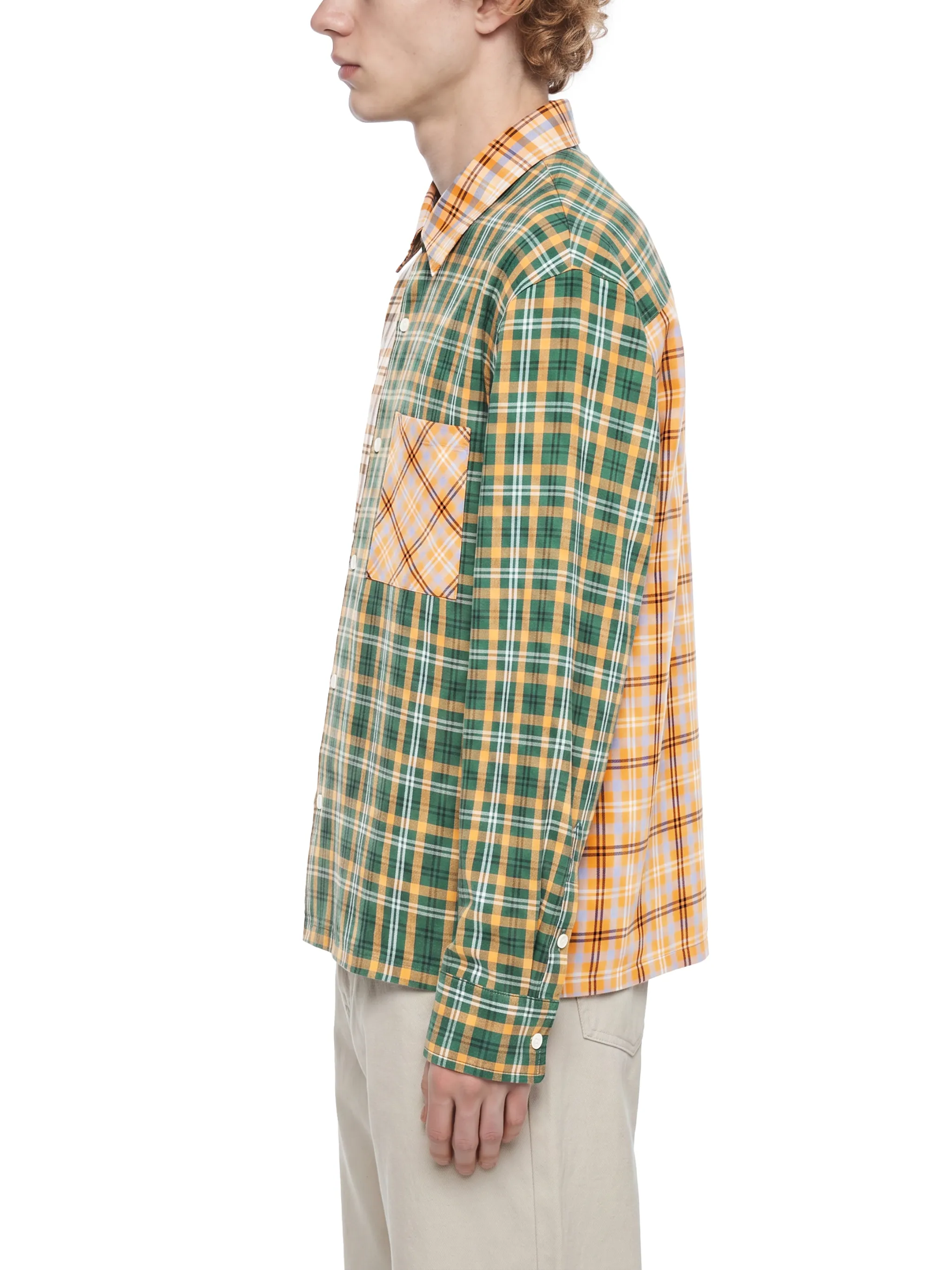 Unisex Oversized Plaid Color Block Shirt