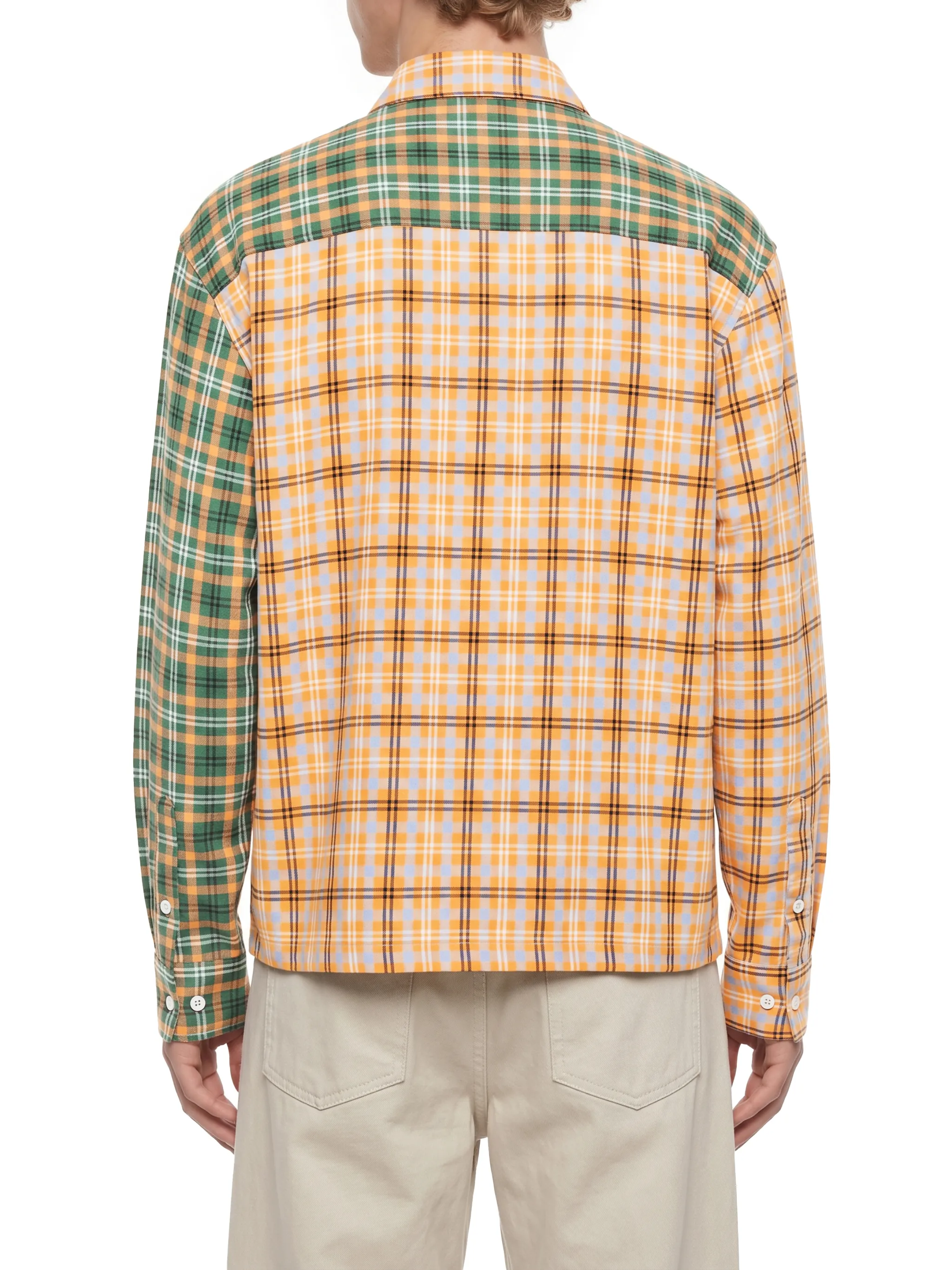 Unisex Oversized Plaid Color Block Shirt