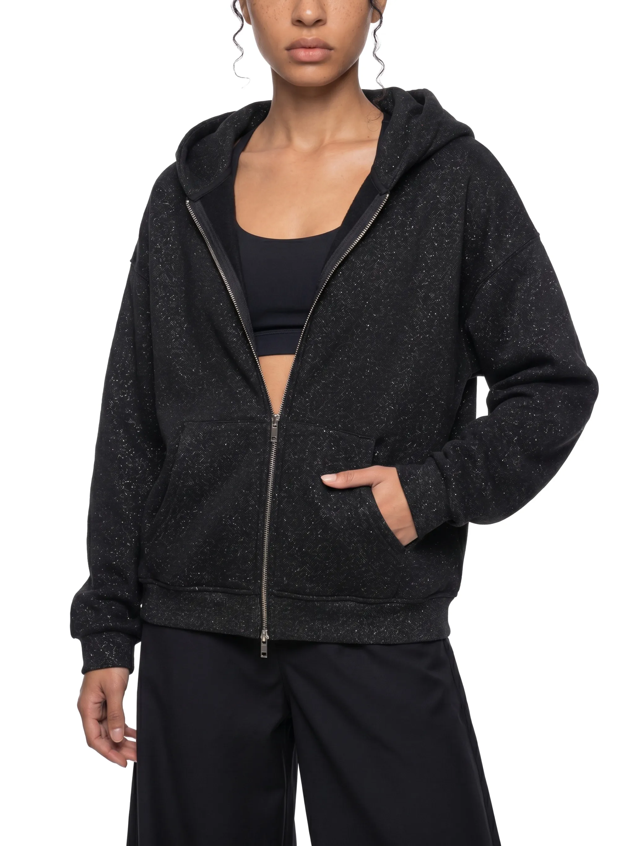 Unisex Sparkles Full Zip Boxy Hoodie
