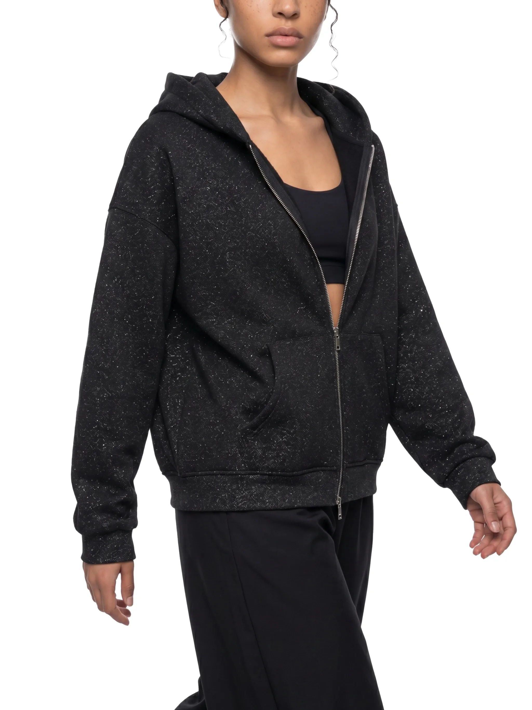 Unisex Sparkles Full Zip Boxy Hoodie