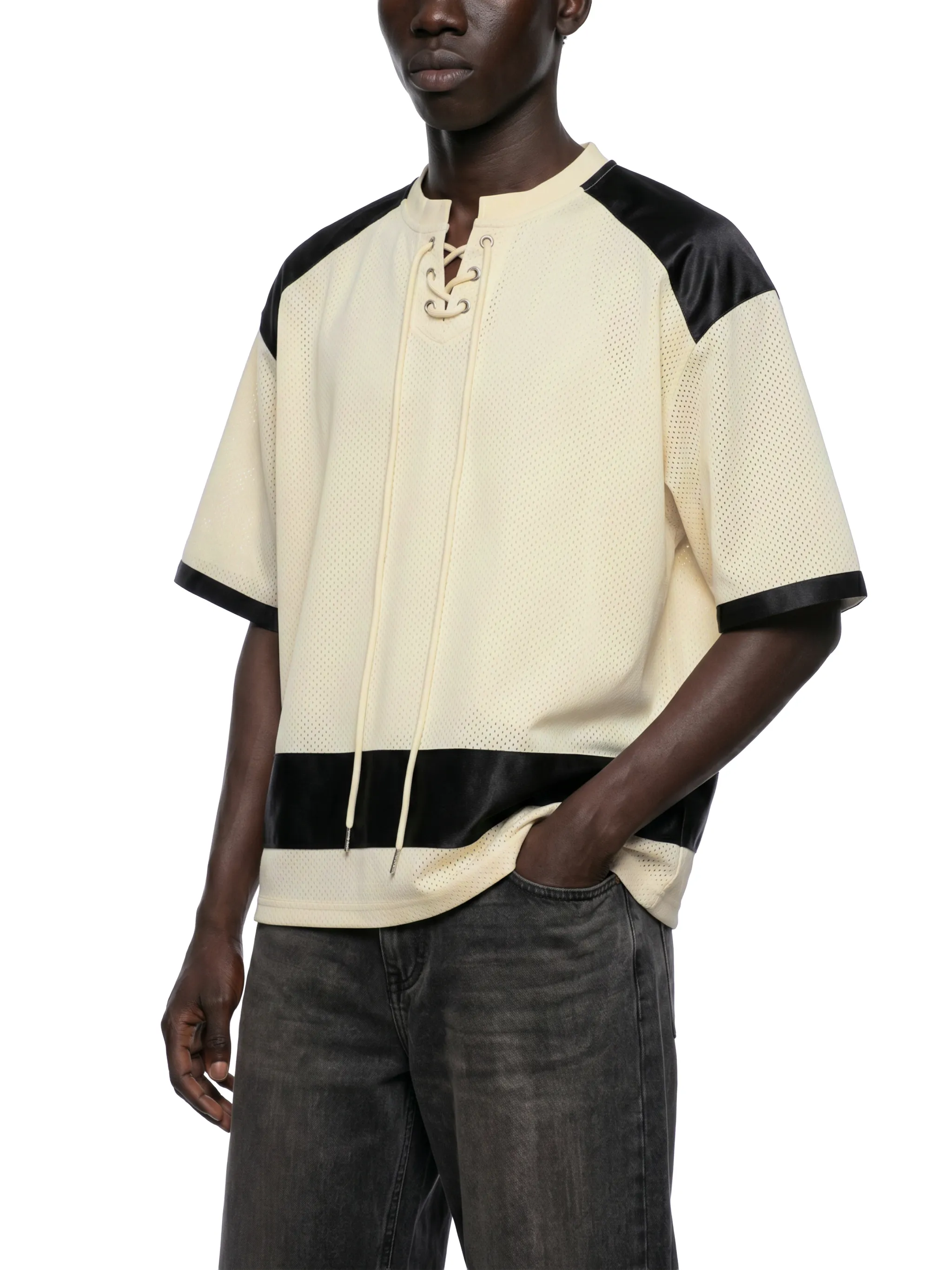 Unisex Raglan Sleeve Mesh Boxy T-Shirt