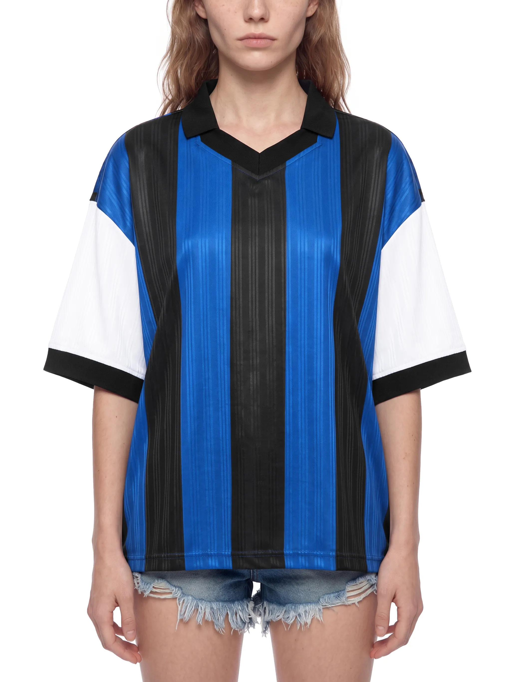 Unisex Boxy Striped Collared Soccer Jersey
